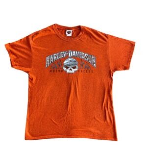 Harley Davidson Skull Motorcycle Brandon, FL T-Shirt Sz Large White Tag 2015 EUC